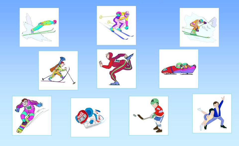Визуальный словарь на тему «Зимние виды спорта»